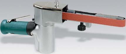 Belt guard easily detaches for quick abrasive change; simple belt tracking adjustment knob.