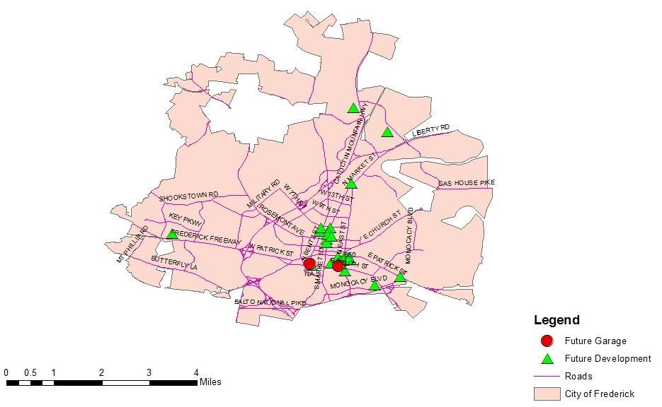 Figure 3-7: Planned Land Development and Parking Stucture Locations 3.1.