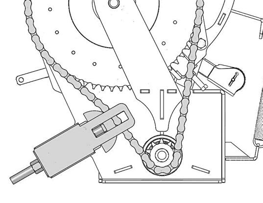 When setting tension or replacing the roller chain, follow this procedure: 1.