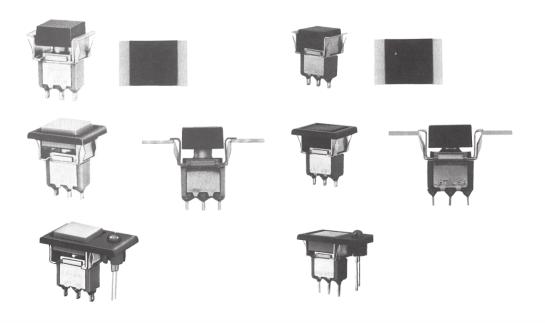 Sensitive Snap-Action Pushbutton Switches Solder and P.C. Terminals (Momentary Action) MINIATURE SWITCHES PS SERIES 5 AMP. (S.P.) 1 AMP (D.P.) 0.