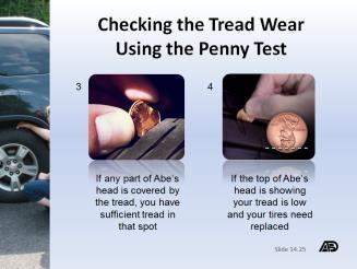 Steps to Maintain Your Tires Materials and Resources Part 2 Checking Your Tread Wear Slides 14.26 through 14.