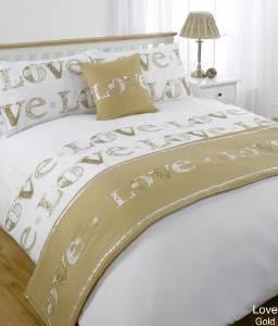 20 Love Gold Super King Size 5pc Bed In A Bag (Code: 053) Duvet Cover