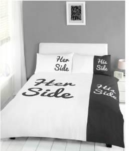 Queen/King, Double: k550 His and Her Side Black Duvet Quilt Cover &
