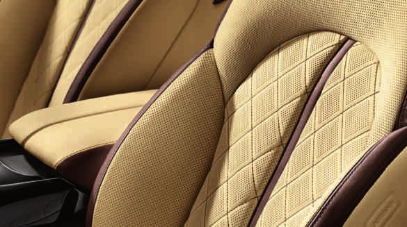 The exquisite ambience is rounded off by the comfort sport seats in magnolia with piping and stitching on seat side