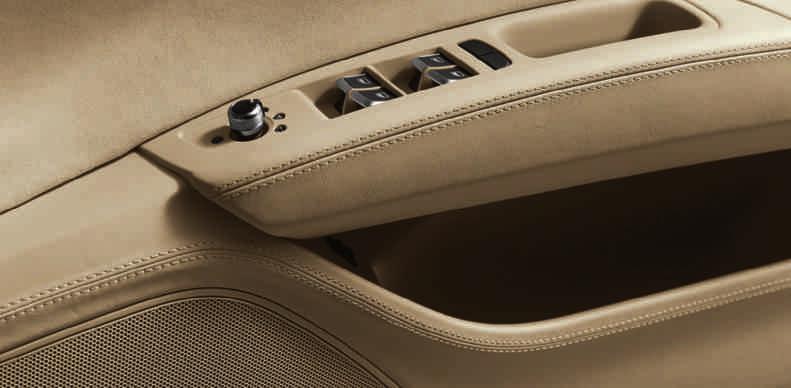and backrest covers, as well as head restraint lining front and rear in fine Nappa leather with decorative seams; includes headlining and parcel shelf in Alcantara, as well as electric sunblinds for