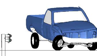 The vehicle did experience moderate roll angle during redirection, however, vehicle stability was maintained in the simulation.
