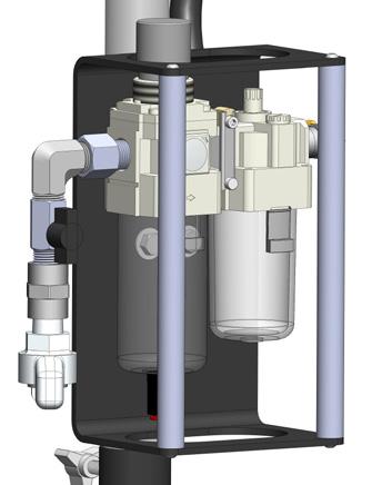 If another pneumatic connection is preferred, this fitting can be removed and any male 1/2 in (13 mm) NPT fitting may be used. 2. Using the regulator adjust the operating air pressure to 100 psi (0.