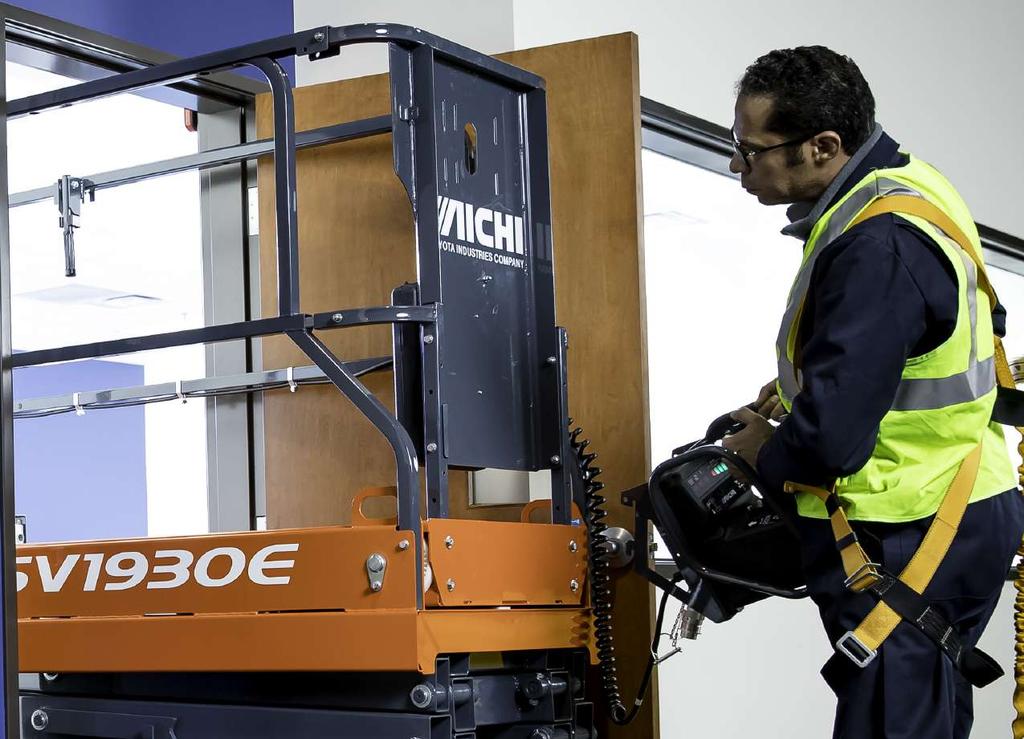 OPENING DOORS ACCESS TO INTERIOR AREAS is a pivotal function of the AICHI E-Series Scissor Lifts.