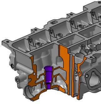 as lighter than other materials. (a) (c) Figure 1. CAD model of (a) original cylinder head; modified cylinder head; (c) cross section area of spark plug and injector. Table 2.