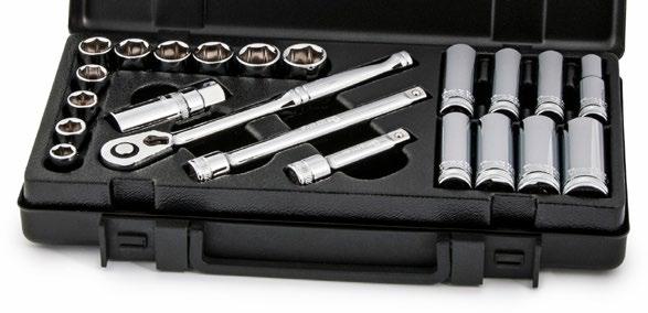 Socket Set 68201 Professional Slim Head Ratchet 3" & 6" Extensions 5/8" Spark Plug Socket Sturdy Storage/Carry Case Sizes Included: 6 Point Sockets - 10, 11, 12, 13, 14, 15, 16, 17, 18 & 19mm 6 Point