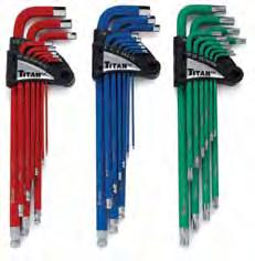 Hex Keys TITAN PRODUCTS Extra-Long Arm Hex and Star Key Sets - Extra-Long design for max torque - Patent pending textured finish for better grip - Color coded for easy identification - Easy to read