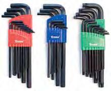 5, 3, 4, 5, 6, 8 and 10mm - Star sizes: T6 through T10, T15, T20, T25, T27, T30, T40, T45 and T50 13 pc SAE BALL END SET 9 pc METRIC BALL END SET 13 pc TAMPER RESISTANT STAR SET 12713 - CARDED 12714
