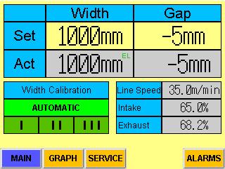 ABC User Manual 5.5. Automatic Width Calibration When a web guiding system is installed its reading can be directed to the ABC system for automatic calibration.