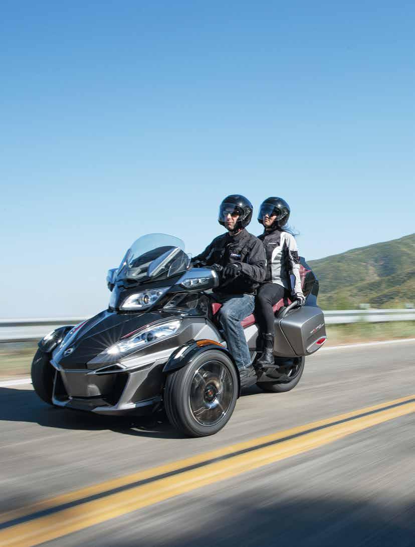 SPYDER RT KEY FEATURES: Rotax 1330 ACE High-Torque Engine Semi-Automatic or Manual 6-Speed Transmission with Reverse Traction Control, Stability Control and Anti-Lock Brakes Dynamic Power Steering
