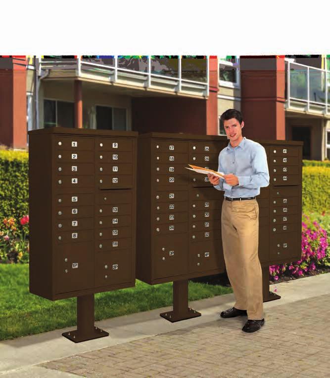 Cluster Box Units (CBU's) Specifications & Options for CBU's and Regency CBU's on pages 8-13 Ideal for Residential and Commercial Developments REGENCY DECORATIVE CBU ACCESSORIES U.S.P.S. APPROVED Made of die cast aluminum, Salsbury U.