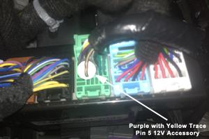 (12v accessory) wire of the BCM located under driver dash, green 25 pin