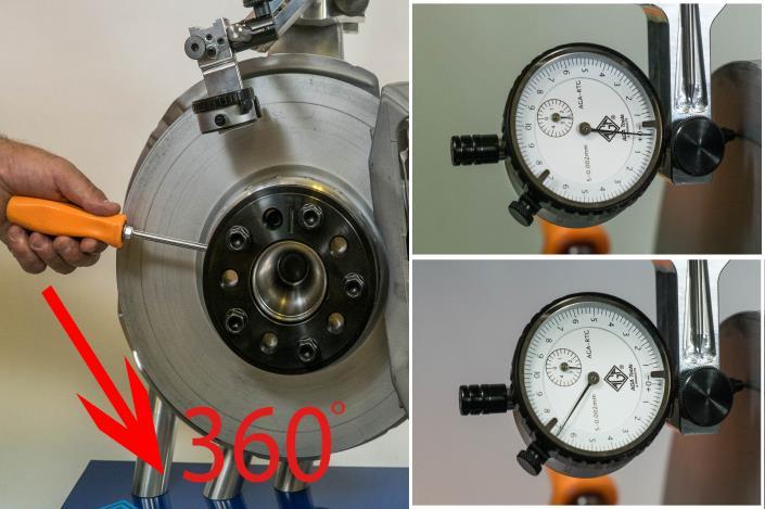 Section C: Rotor Run-out Measurement Start with gauge installed at 0 as per step A11. C1. While observing gauge, slowly and constantly turn the rotor 360.