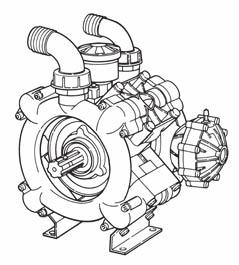 Hypro low pressure diaphragm pumps can be adapted for splined shaft, hollow shaft, and solid shaft drive options. Pumps include a pulsation dampener.