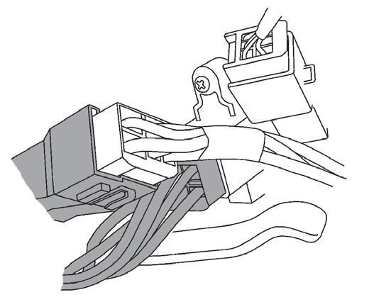 6 WIRE HARNESS CONNECTIONS - STEERING COLUMN 3. Locate the 6-pin WHITE ignition connector, on the left side of the steering column.