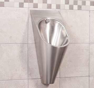 CMPX538 Wall hung urinal - back or top entry flushing back entry Heavy duty construction Grade 304 (18/10) Stainless Steel 1.2mm thick.