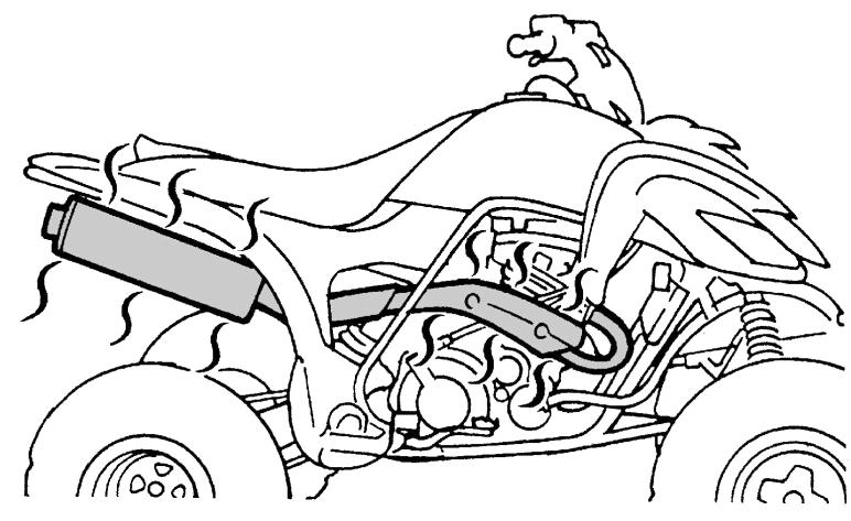Exhaust system The exhaust system on the ATV is very hot during and following operation. To prevent burns, avoid touching the exhaust system.