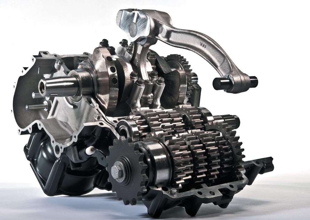 These include new forged pistons, conrods and crankshaft, new camshafts rotating in a new cylinder head, larger diameter valves and a new balancer conrod, together with a different crank offset of