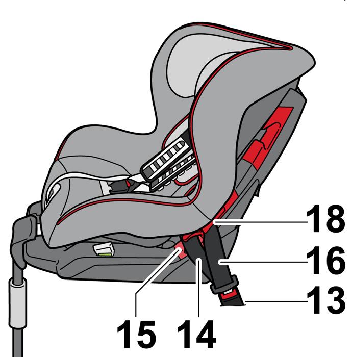 Junior Seat ISOFIX is securely installed in the vehicle. the three-point seat belt is taut and not twisted.