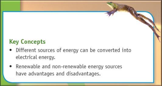 How do the sources used to generate electrical energy compare?