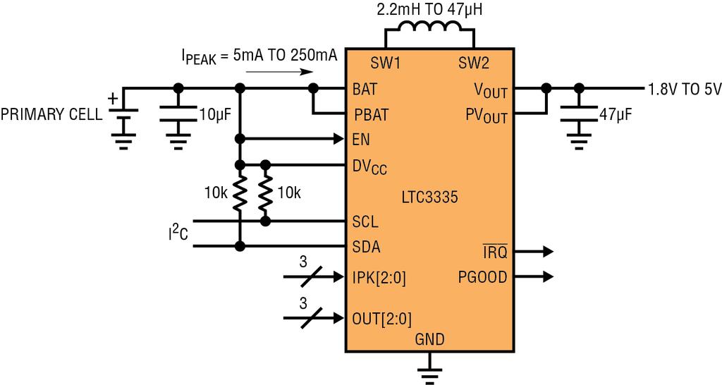 Nanopower DC-DC Converter with Programmable Peak Input Current A new product, the LTC3335 (see Figure 2), was designed with these exact requirements in mind.