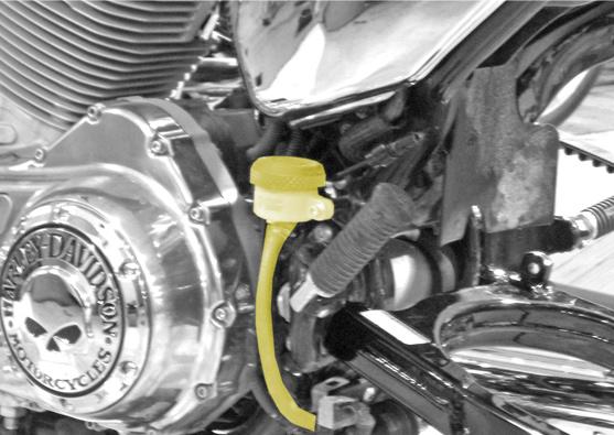 Remove the allen bolt that holds the rear brake master cylinder reservoir, let the reservoir hang out of the way. 2.