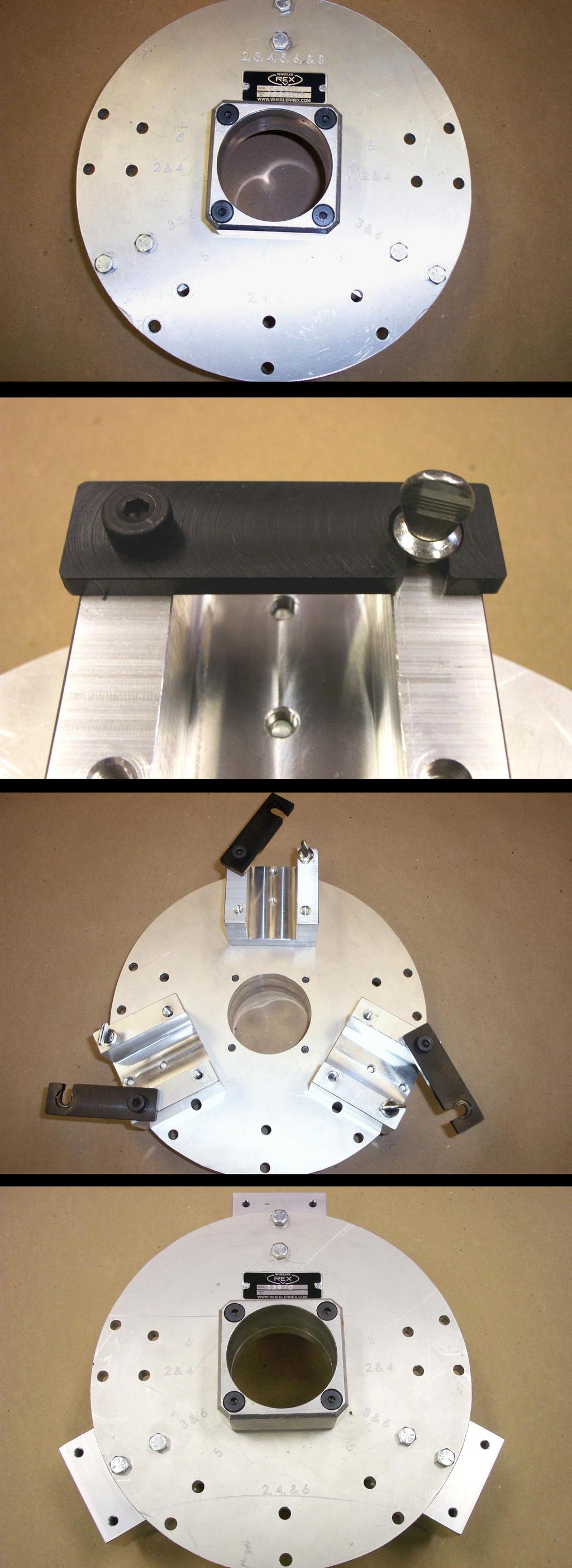 13970 Rising Stem Hand Wheel Adapter Adapter plate has many holes to fit different hand wheel spoke configuration. (See Hand Wheel Configurations page 7) Swing clamp with thumb screw.