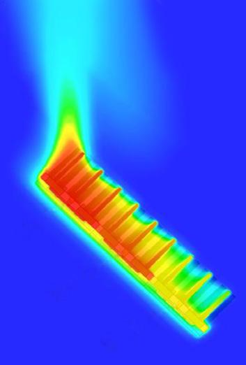 C) CoolBlock thermal simulations results CFD Temperature (C) 65.6 54.