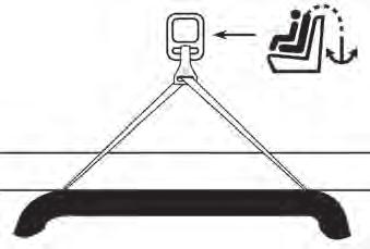 Installing the Tether Strap (continued) 3. Attach one tension adjuster hook to the upper side anchor bracket located on each side of the restraint. See Figure 6.
