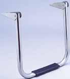 Flat PVC traction comfort steps designed for bare feet. Mounting hardware and all fasteners are stainless steel. Strap locks ladder in up position. 14-1/2" width.up position: 15-1/2".