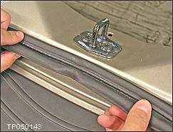 6. Locate the weatherstrip seam and align it with the door striker.