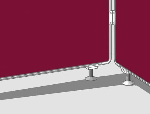 RAUWORKS PARTITION 1c Adjustable feet for interlinking elements Individual adjustable feet with felt ensure secure positioning of several partitions linked together.