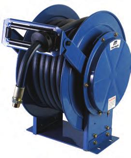 steel with a single pedestal and integral spring system, these reels are available in air/water, oil and grease models.