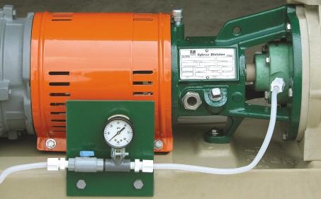 Fybroc Series pumps are furnished, as standard, with tapped glands for connection to the flush liquid or with the optional configurations shown below.