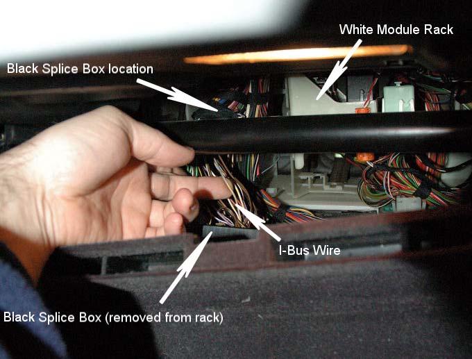 13 Behind the glove box is a white plastic module rack.