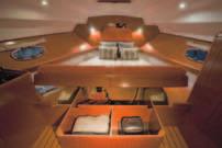 ANTARES 0 Interior Guest cabin containing beds (bunk) and storage space Washroom: marine toilets with fitted rigid 88 L / US Gal tank, washbasin and shower; opening hull porthole for ventilation