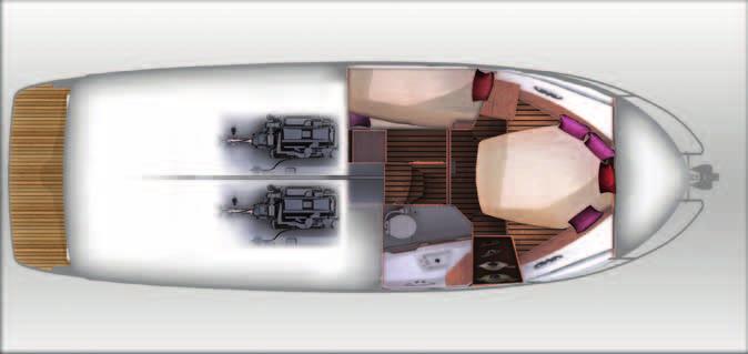 ANTARES Interior Guest cabin containing beds (bunk) and storage space Washroom: marine toilets with fitted rigid 88 L / US Gal tank, washbasin and shower; opening hull porthole for ventilation Master
