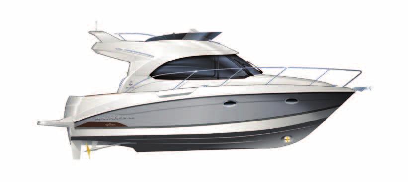 Limited edition Decor ANTARES Pearl Grey Hull Specific décor Exterior upholstery PVC Diamante Storm 000 W Electric windlass + Remote control Bow thruster MAXPOWER SP60 Dual bow thruster control Radio