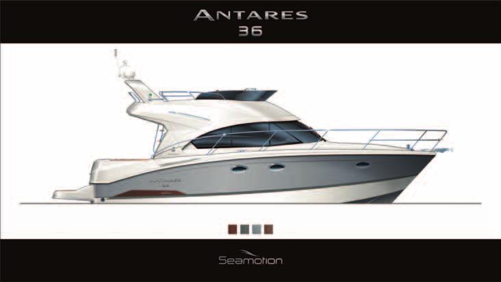 Limited edition Decor ANTARES Hull Pearl Grey Specific decor Exterior upholstery PVC Diamante Storm 000W Electric Windlass + Remote Control Bowthruster + xv 0 Ah Batteries Saloon settee converts to