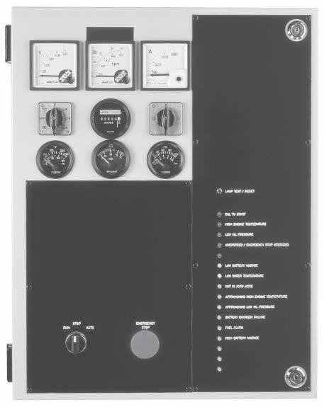 C O N T R O L S 4001E AUTOSTART CONTROL PANEL Panel pictured may include optional accessories FEATURES CONSTRUCTION AND FINISH Components installed in a heavy duty sheet steel enclosure Phosphate