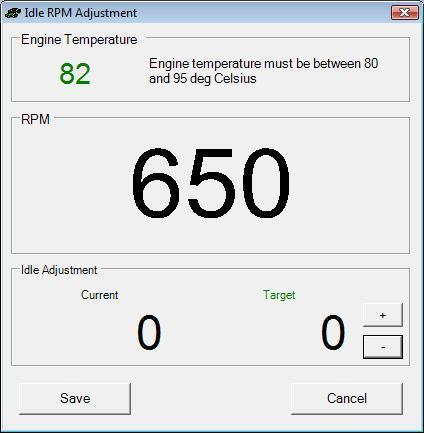 4.4 Idle Adjustment The Idle Adjustment function allows users to adjust the base idle RPM. The setting is saved in an ECM memory and it does not reset with engine restart.