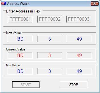 4.11 Address Watch Address Watch is an advance function. It is used to monitor specific memory address locations.