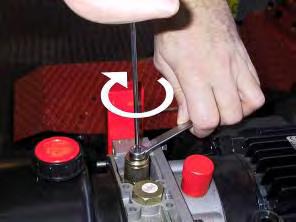 144 TO ADJUST THE PRESSURE If the pressure is lower or higher than the above one, remove the red cover on the hydraulic assy shown by the arrow on Fig.