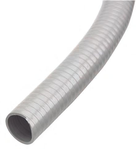with corrugated walls bonded to PVC jacket Handles twists, turns, bends, switchbacks and straightaways with ease All non-metallic construction ends fatigue and separation problems Can be cut with a
