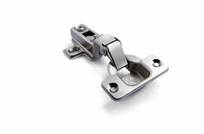 114 Slip-on Cabinet Hinge - Full Overlay Product code 7213 LKYAHCHR1 Maximum shutter size (HxW) Maximum opening angle Diameter of cup Hinge cup depth Suitable for panel thickness 34 x 22 105 degrees
