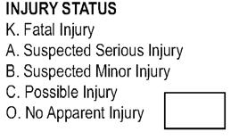 Injury Status (P5) Injury and EMS Information Definition: The injury severity level for a person Involved in a crash.